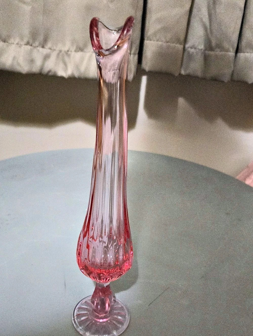 Pink Ribbed Glass Bud Vase
